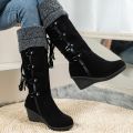 New Wedge Heel Increased Warm and Comfortable Casual Women's Shoes Winter Cross Strap Fashion Boots Botas Mujer Chaussure Femme. 