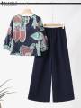 2024 Summer Floral Print Suit ZANZEA Women 3/4 Sleeve Blouse Wide Leg Pant Sets Stylish Tracksuits Fashion Loose Matching Sets.