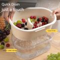 Household Vegetable Fruits Cleaner Sets Manual Water Salad Spinner Fruit Drain Basket Dryer Hand Crank Kitchen Household Gadget. 