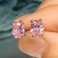 Huitan Simple Stud Earrings with Oval CZ for Lady Daily Wear Ear Accessories Teens Low-key Women's Earrings Statement Jewelry. 