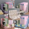 Multi-Layer A4 Document Holder Rack, PP Material Desk Organizer with Storage Box and Bookshelf for Office Supplies, File Rack. 
