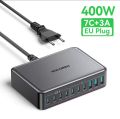 Rocoren 400W 10 in 1 Multi Ports USB Type C Fast Charger Portable Desktop Power Station Type-C Gan Charger For iPhone 16 15 Pro Max. 