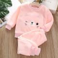 Boys Coral Fleece Pajama Sets Plus Velvet Thick Flannel Homewear Children Winter Warm Sleepwear Suit 2Pcs Girls Pantsuit. 