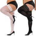 Plus Big Size Woman's Ultra-thin Lace Stockings Thigh High Stockings Silicone Lace Top Stay Up Silk Lace Socks. 
