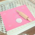 Silicone Rolling Pin Baking Tools Soft Cake Board Pastry Boards Dough Kneading Mat with Calibration High Temperature Resistant (Colour : Pink, Pastry Board Size: 50 x 40 cm). 