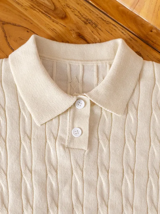 Boys'%20casual%20style%20solid%20color%20Fried%20Dough%20Twists%20polo%20shirt%20short%20sleeve%20thin%20sweater%20pullover%20sweater%20-%20Image%204