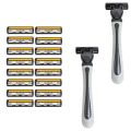 Three-layer Razor Blade Old Manual Shaver MEN'S Hair Trimmer 2 Knife Holder 18 Knife Head 3-layer Replacement Knife Head. 