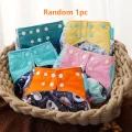 HappyFlute 1Pc Random Print Suede Cloth Inner Baby Nappy Waterproof And Reusable Dual Gussets Cloth Diaper. 