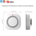 Tuya Zigbee Smart Smoke Detector, Fire Alarm Sensor Home Security System Firefighters Work With Gateway Hub. 