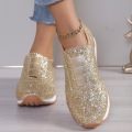 2024 Autumn New Fashion Slip-on Low-heeled Women's Sneakers Gold Silver Trend Sport Shoes Ladies Outdoor Casual Walking Shoes.
