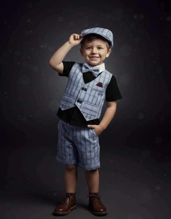 Premium%205-Piece%20Party%20Suit%20for%20Baby%20Boys%20(6%20Months%20-%207%20Years)%20%E2%80%93%20Sky%20Blue%20Check%20Waistcoat,%20Shorts%20&%20Cap%20Set%20with%20White/Black%20Shirt%20Options%20%E2%80%93%20Smart%20Casual%20Wedding%20&%20Birthday%20Outfit%20-%20Image%202