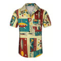 Men's Hawaiian Style Loose Short Sleeve Beach Shirts, Casual Button Down Blouses, Male Summer 3D Black Cat Print Shirt Tops. 