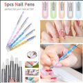 5 PCs Nail Dotting Pen Silicone Nail Art Pen Brushes Set Acrylic Nail Brush For Nail Art Tools. 