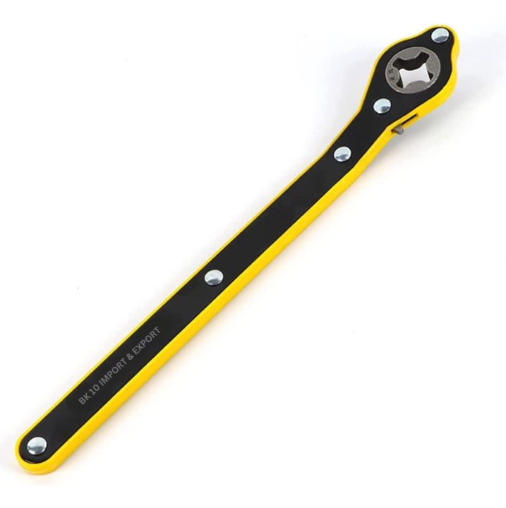 Labor Saving Hand Jack Fixed Square Wrench Ratchet, Forged Thickened Steel, For Scissor Jacks (Yellow, Long Handle)