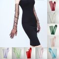 Women Transparent Thin Lace Elegant Tulle Long Gloves Mesh Gauze Wedding Party Summer Lace Ladies Prom Dress Gloves.