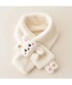 1pcs Boys Girls Winter Scarfs Thick Plush Cros Children's Scarf Baby Bib Cute Cartoon Rabbit Faux Fur Neck Protection Warm Shawl.