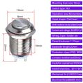6PCS 12mm Latching Push Button Switch Waterproof Button Switch On Off 3A 250V AC Stainless Steel Switches. 