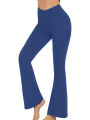 Crossover Flare Leggings for WomenHigh Waist V Cross Bootcut Bell Bottoms Tummy Control Yoga Pants.