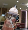Baby Learning To Drink Straw Cup With Gravity Ball Anti-grab Water Bottle Portable Handle Scale - 300Ml. 