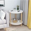 Side Table, Coffee Table, Side Table, Side Table, Wooden Bedside, 2 Tier Coffee Tables, with Storage Shelf, Round for Living Room, Office, Bedroom. 