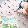 4 Magic Copybooks Children's Toys Writing Learning Book with Magic Pen & 10 refills, Writing Practice Copy Books. 