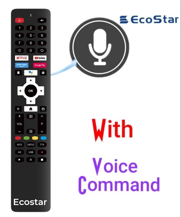 Eco Star New Voice Remote Control For Ecostar Smart TV LCD & LED Origonal Remote
