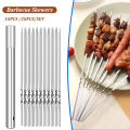 10/20Pcs Stainless Steel Barbecue Skewer Reusable Flat BBQ Needle Stick Barbecue Tools for Outdoor Camping Party Accessories. 