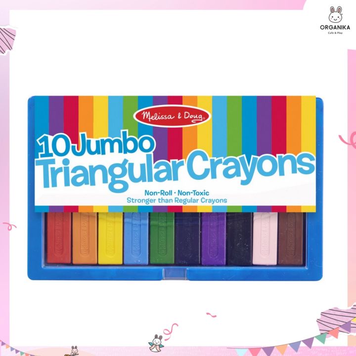 Melissa & Doug 10 jumbo triangular crayon jumbo wax crayons for toddlers washable 10 Jumbo Crayons