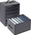 stackable clothes 6 Grids Wardrobe Organizer, Clothes, shirts pants Washable Jeans Compartment Storage Box, Clothes Drawer Mesh Separation Box, Portable Foldable Closet. 