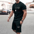 2025 Summer New Men's Summer Leisure Sports Running Set Loose Men's Refreshing Top Y2K Style 3D Poker King Fashion Set Lightweig.