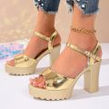 Summer Luxury Diamond Buckle Strap Women's Pumps Square Heel Solid Pumps Shoes Women Fashion Pu Platform High Heels Female. 