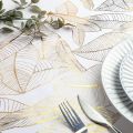 Golden Leaf Organza Metallic Table Runner for Home Kitchen Party Table Decoration.