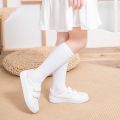 About 28 cm Knee High Socks Kids Boys Girls Socks for School Uniform Children White Socks Student Black  toddler girl socks. 