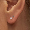 2pcs Tiny Surgical Stainless Steel 2mm Small CZ Dot Ball Flat Screw Back Stud Earrings Ear Piercing Hoop Jewelry Set. 