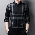 New Men's Casual Printed Long Sleeved Lapel Shirt for Spring and Autumn Fashion Comfortable Wrinkle Free Top Without Ironing. 