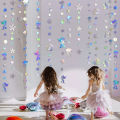 Rainbow Mermaid Garland With Jellyfish, Shell, Starfish And Pearl Paper Streamers For Little Mermaid Theme Birthday Party Decor.