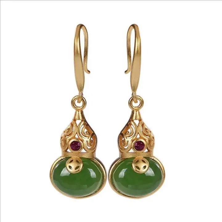 Silver%20inlaid%20natural%20Hetian%20Jasper%20Froude%20gourd%20Earrings%20Chinese%20retro%20palace%20style%20women's%20Christmas%20Halloween%20Gift%20-%20Image%207