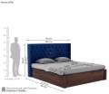 Drewno Sheesham Wood Upholstered Bed With Hydraulic Storage. 