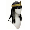 Black Straight Synthetic Wig Snake Bead Tassel Cleopatra Egyptian Queen Halloween Cosplay Ancient Egypt Party Costume Hairpiece. 