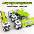 Children's alloy engineering vehicle set, boy inertial mixer truck, oil tanker, baby water pump truck, dump truck model. 