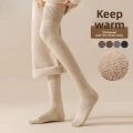 2 Pairs Knee High Socks for Women Winter Thick Warm Fleece Lined Over Knee Stockings Long Socks. 