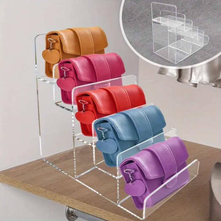 Acrylic Clear Display Risers Transparent 2-5 Tiers Handbag Purse ...