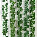 pack of 12 Artificial Plants Rattan Creeper Green Leaf Ivy Vine For Home Wedding Decor. 