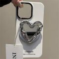 Pleated Silver Heart Mirror Magnetic Holder Grip Tok Griptok Phone Stand Holder Support for IPhone 17 for Pad Magsafe Smart Tok. 