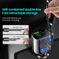 Elough Retractable Car Charger 5 in 1 Fast Charging Car Charger Retractable Cable 2 type c Ports Car Charger Adapter Compatible. 