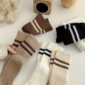 1/5 Pairs Women Autumn Winter Striped Calf Socks Warmth Comfort Fashion College Jk Style Slimming High Tube Stacking Socks.