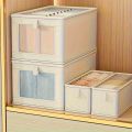 Large Foldable Canvas Storage Box with Clear Window - Organize and Store Clothing Space-Saving Home Closet Organizer.