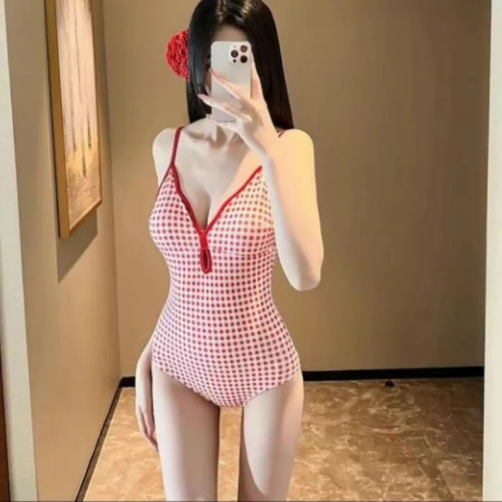Women%20%20One%20Piece%20Swimwear%20Style%20Cute%20Checkered%20Open%20Back%20Bathing%20Suit%20Sweet%20Simple%20Swimsuit%20Summer%20Beachwear%20Swimsuit%20Dress%20-%20Image%203