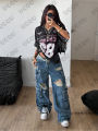 Summer New Chicago No.88 Print T Shirt For Women V-Neck Patchwork Short Sleeve Sports Football Jersey Y2K Loose Oversized Tops.