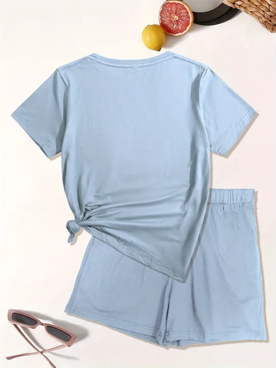 Summer%20Women's%20Fashionable%20Heart-Shaped%20Cross%20Print%20Casual%20Loose%20Round%20Neck%20Short%20Sleeved%20T-Shirt%20Shorts%20Two-Piece%20Set%20-%20Image%206